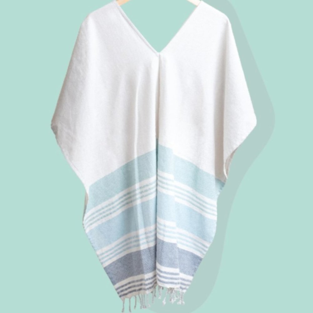 Tribe alive caftan cover up poncho sarong seafoam